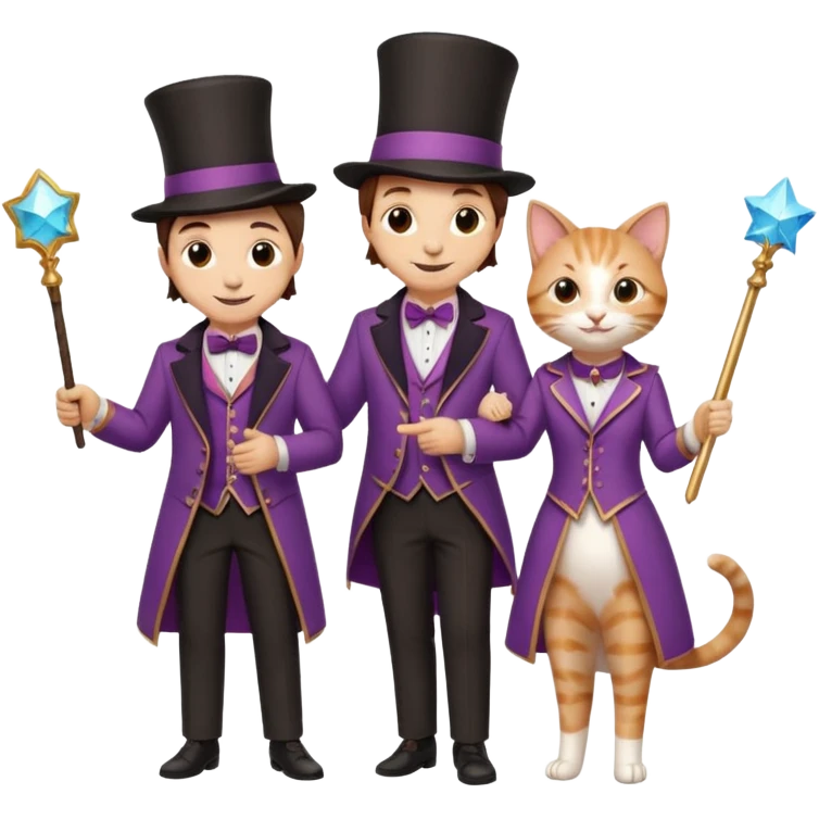 magician couple and their pet cat emoji