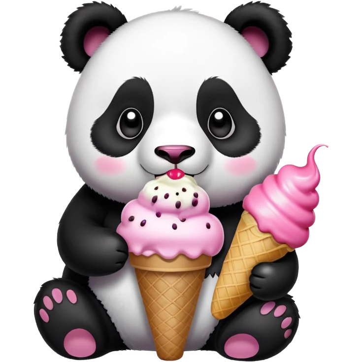 Panda eating ice cream emoji