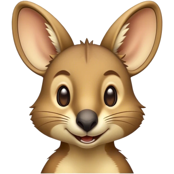 Cinematic Comical Wallaby Portrait Emoji, Head tilted dramatically with an exaggeratedly amused expression, featuring a striking tan and brown fur with wide, expressive eyes filled with playful disbelief, Simplified yet hilariously expressive features, highly detailed, glowing with a slightly sassy glow, high shine, dramatic yet playful, stylized with an air of cheeky outback mischief, bright and endearing, soft glowing outline, capturing the essence of a spirited and over‐the‐top wallaby, so meme‐worthy it feels like it could bounce its way into internet fame instantly! emoji
