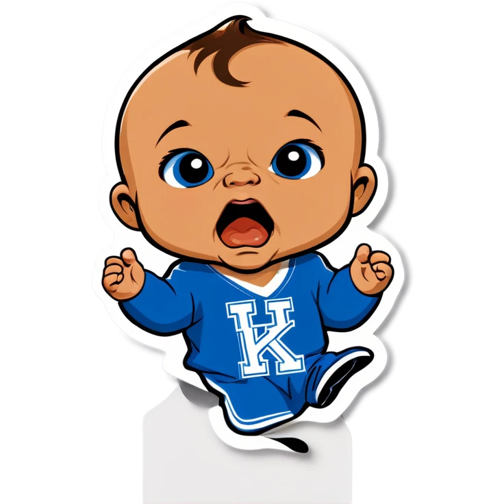 Baby crying holding a Kentucky Wildcats pennant  emoji