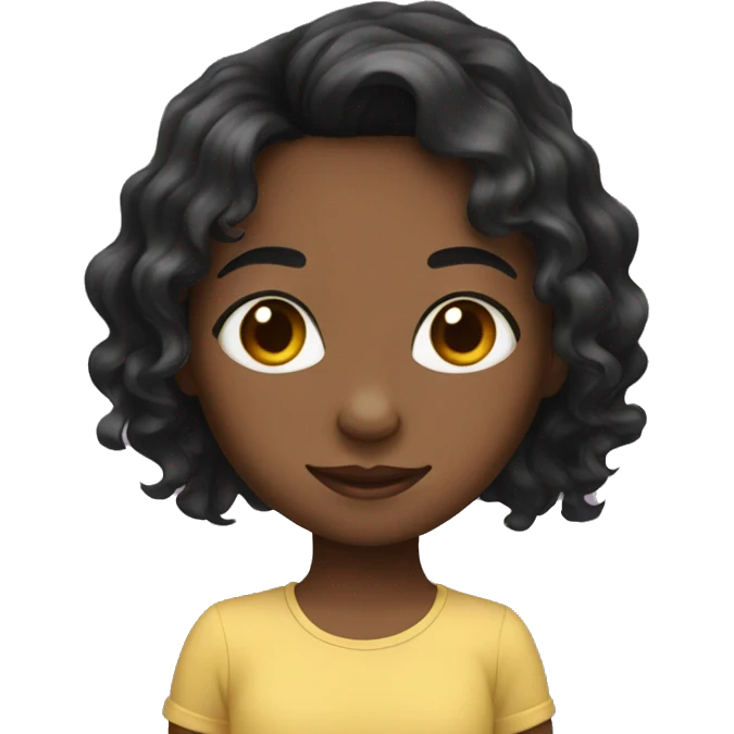 young girl with black long wavy hair emoji