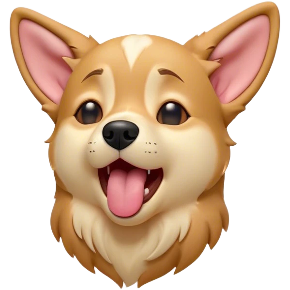 Cinematic Cute Yawning Domestic Dog Portrait Emoji, Head tilted slightly with a dramatic, wide-open yawn, showcasing a plush, inviting coat with gently drooping ears and half-closed, drowsy eyes, Simplified yet irresistibly adorable features, highly detailed, glowing with a soft, cozy glow, high shine, relaxed yet expressive, stylized with a dash of playful whimsy, soft glowing outline, capturing the essence of a sleepy yet affectionate dog that seems ready to stretch out for a nap! emoji