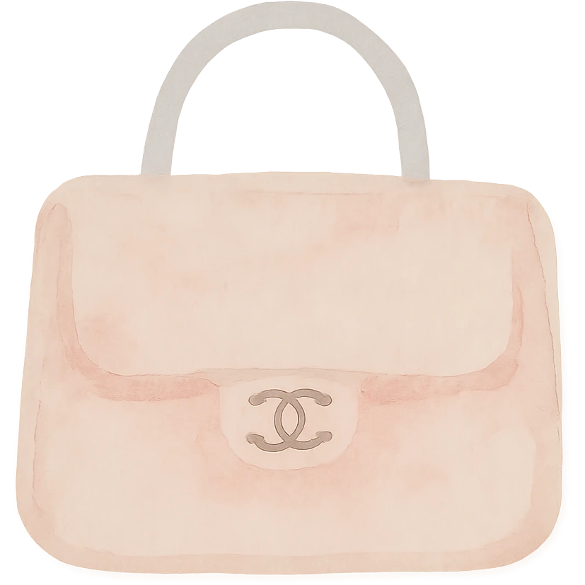 pink Chanel purse, soft and artistic emoji