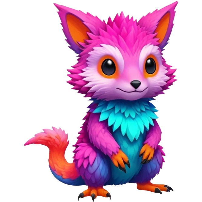 lush warm-colored modern colorful neon-colored Fakémon-Trico-creature emoji