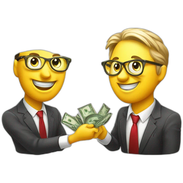 profiting money and dollar from a good order in cryptocurrency emoji