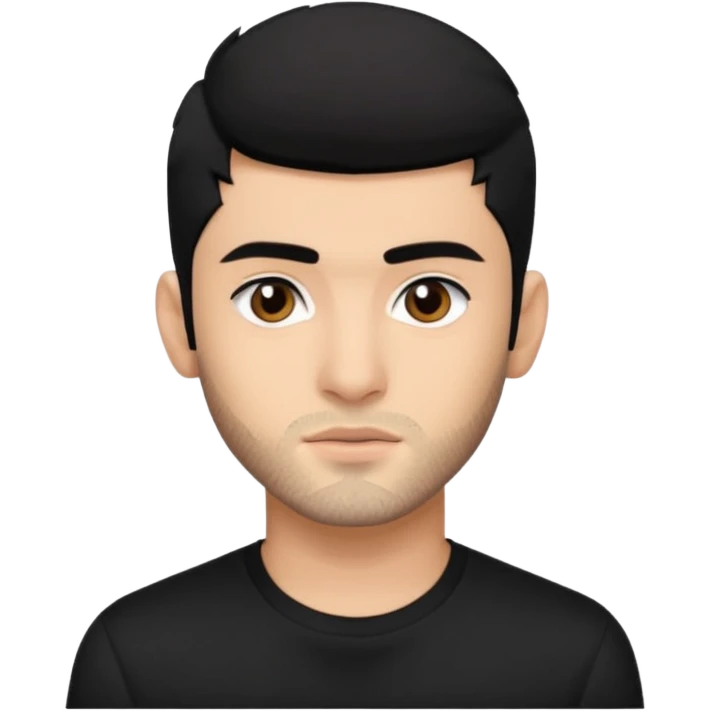 Zayn Malik with black hair and shirt emoji
