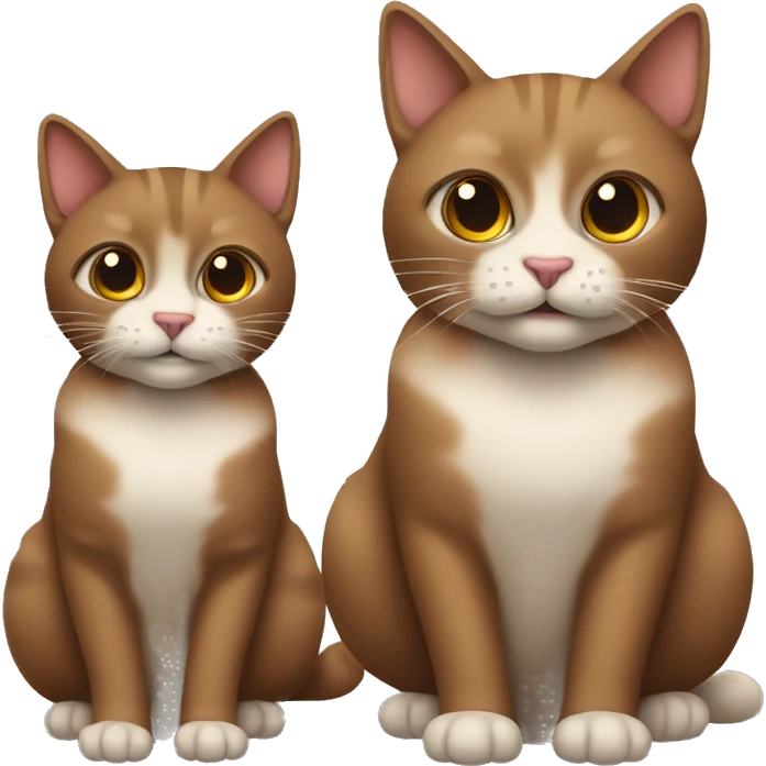 two brown tigered cats- one is old one is young and thick emoji