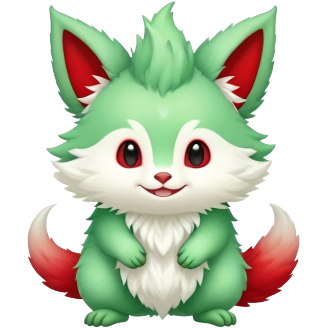 Kawaii Cute Green Red ethereal Fionbri-Vernid-Trico-animal-creature full body emoji