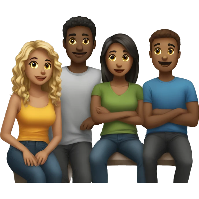Group of young people having a discussion online emoji