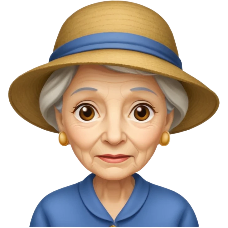 elderly woman with hat emoji