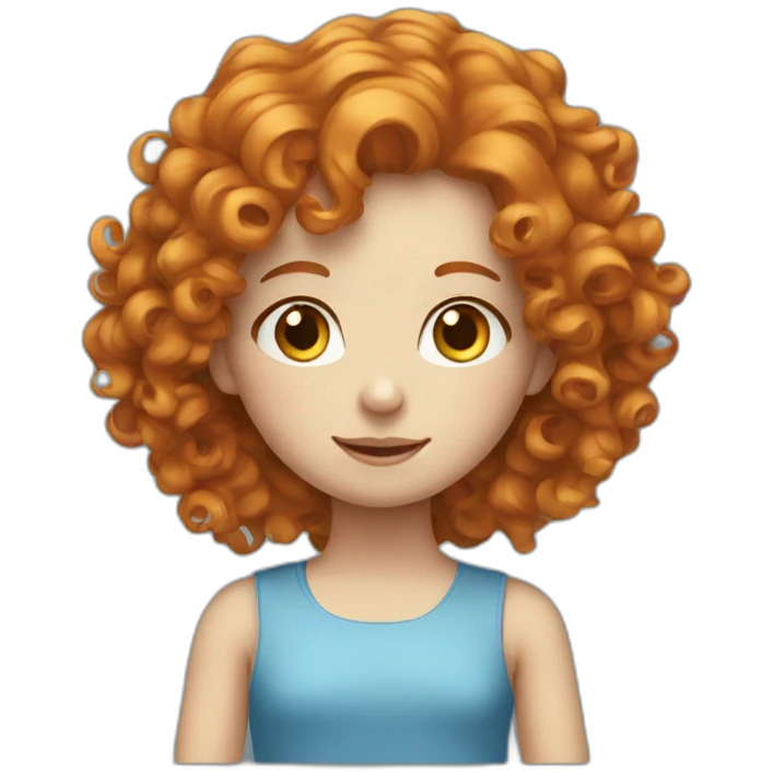 Long curly haired ginger girl with blue eyes emoji