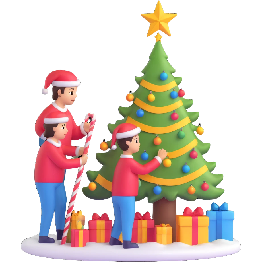 people decorating a Christmas tree emoji