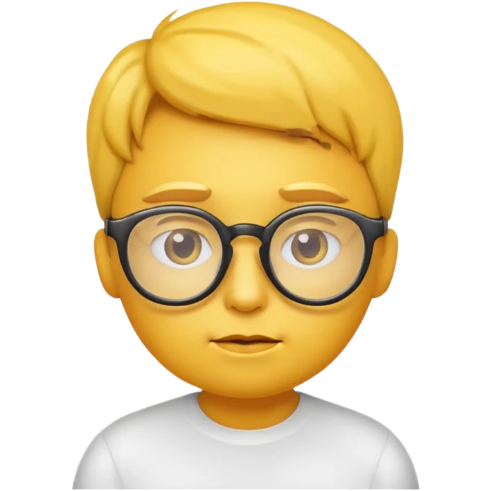 yellow emoji wearing glasses and thinking not smiling- not a person. Just an emoji emoji