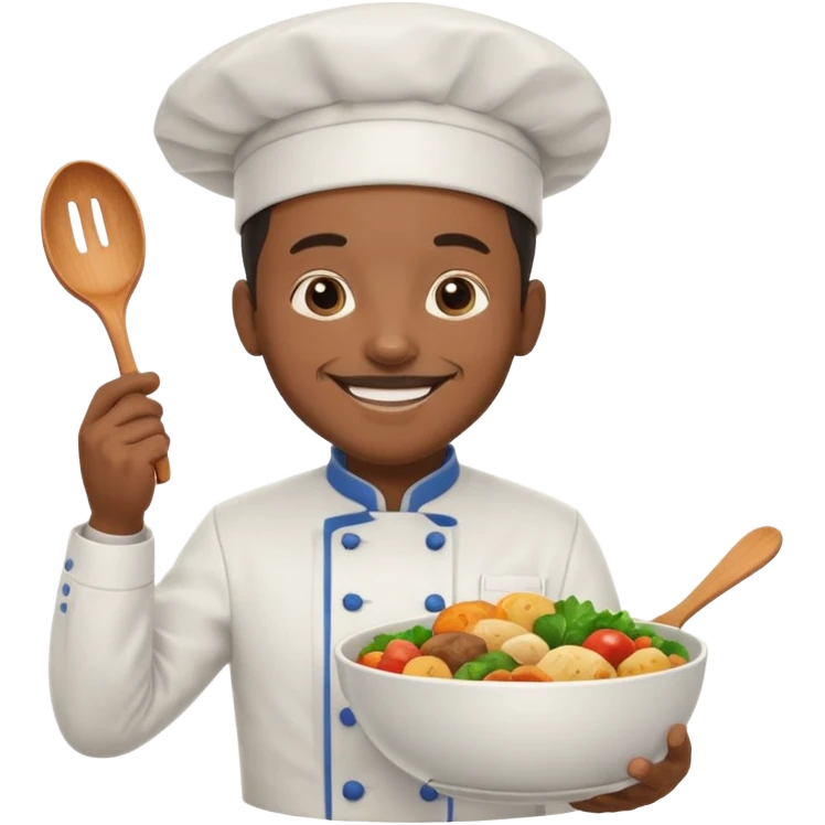  black Chef Holding Bowl emoji