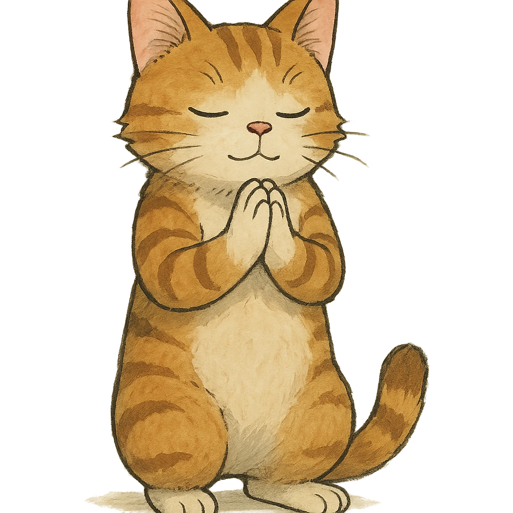 ghibli style cat praying emoji