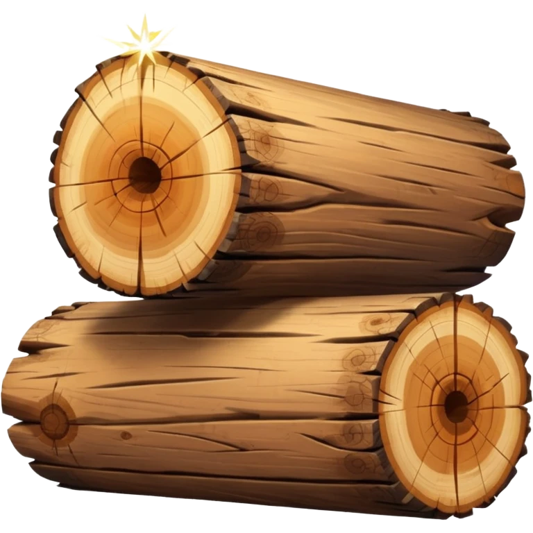 two logs, one propped up sideways on the bottom log, with a sparkle in the foreground emoji