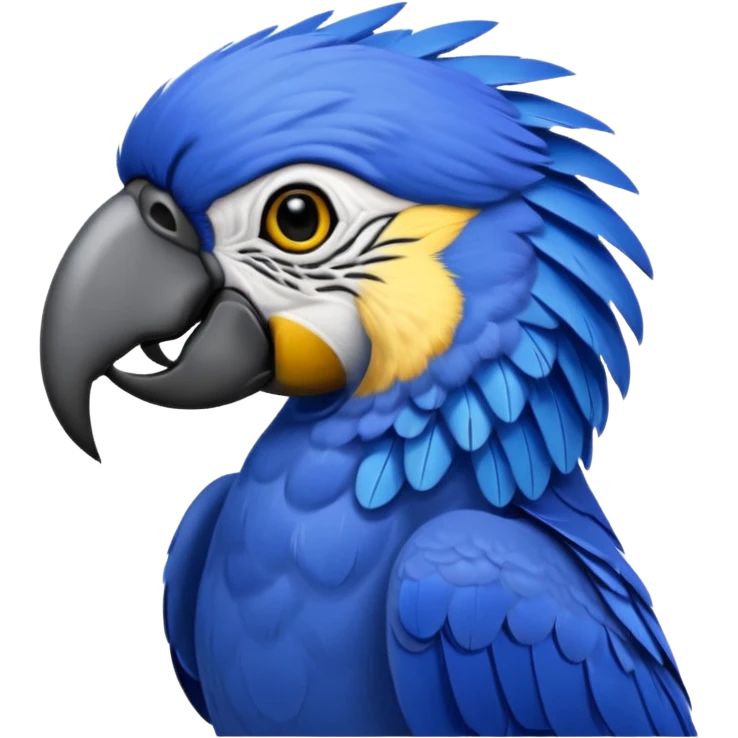 Hyacinth macaw with all blue feathers except for yellow around beak and eyes emoji