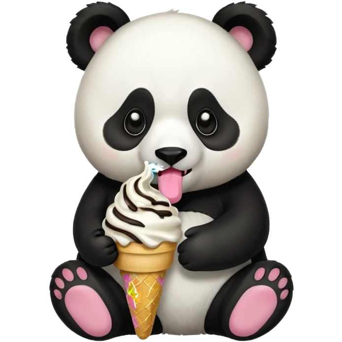 Panda eating ice cream emoji