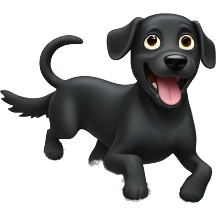 Black dog riding wave saying derp de der  emoji