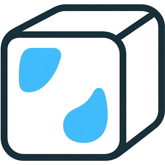 flat design style ice cube emoji, transparent look, crisp edges emoji