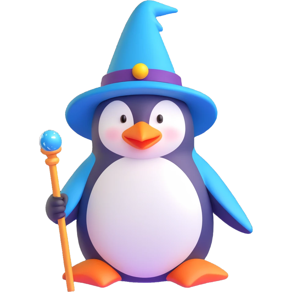 A penguin wizard emoji