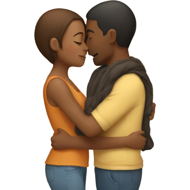 A couple hugging geach other and kissing emoji
