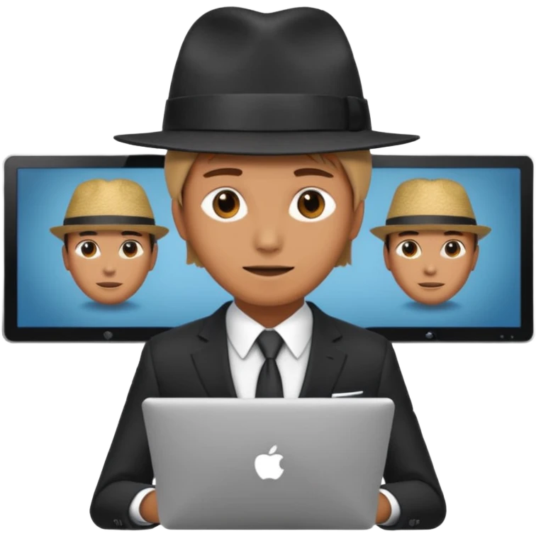  A person that has a computer screen as it head A person that has a computer screen as it’s hat and wear a suit and wears a suitand is wearing a suit emoji