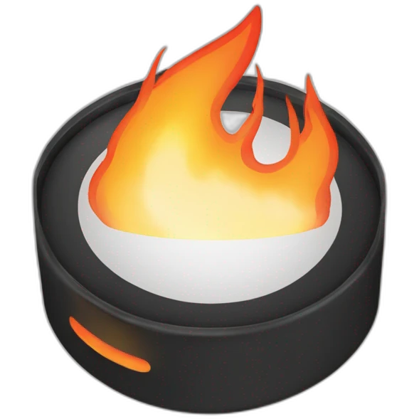 hockey puck with fire emoji