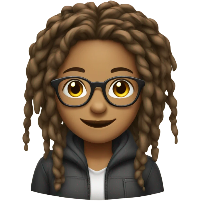 smiling girl with glasses and locs emoji