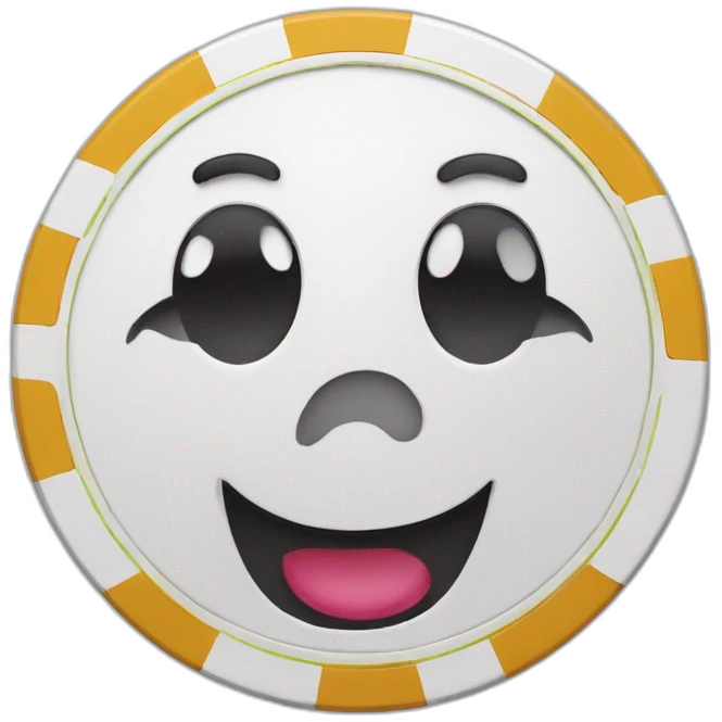 a casino chip with cartoon face emoji