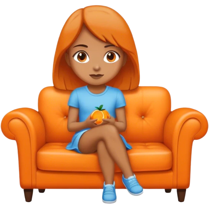 Girl sitting on an orange couch emoji