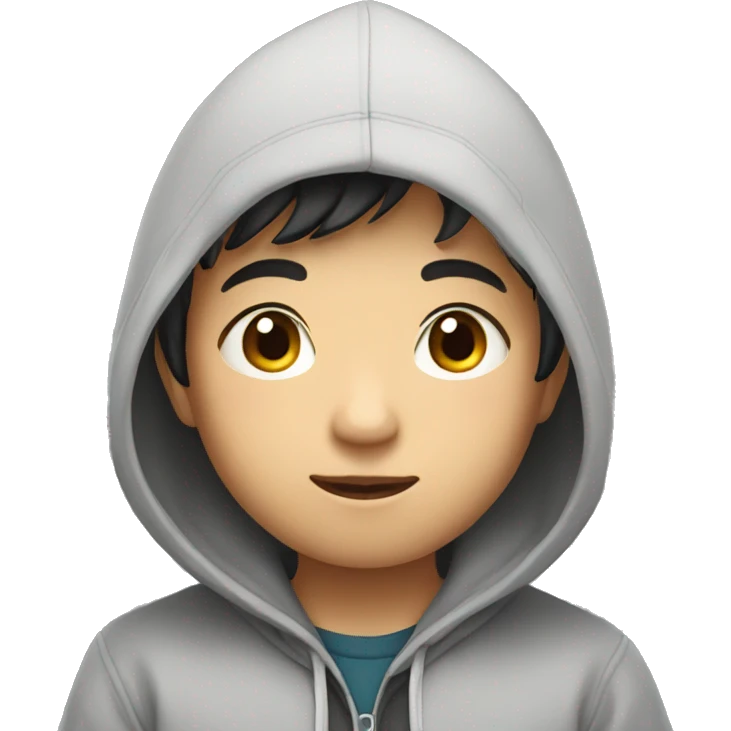 asian boy in hoodie go to school emoji