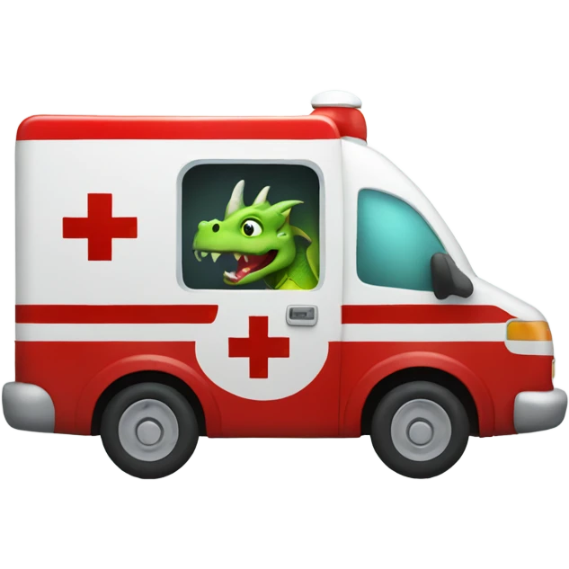 Dragon inside an ambulance driving an ambulance  emoji