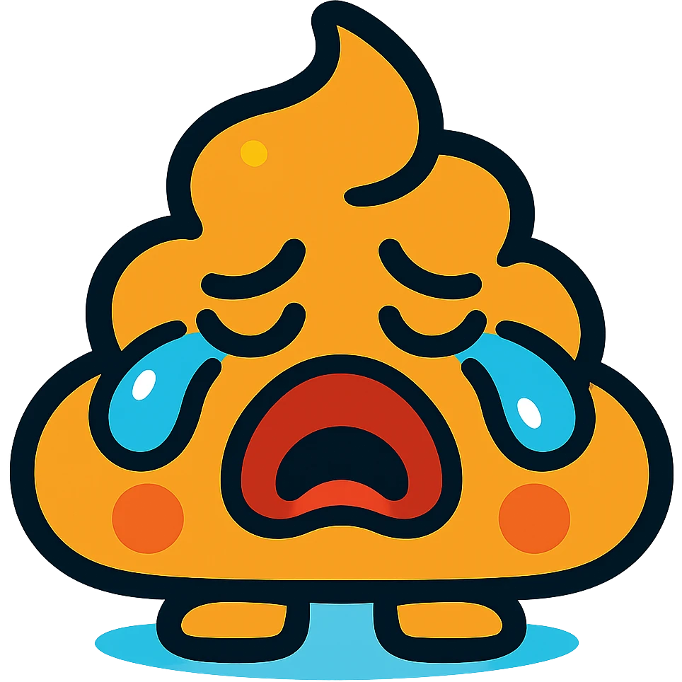 crying poop, vibrant cartoon style, bright colors emoji