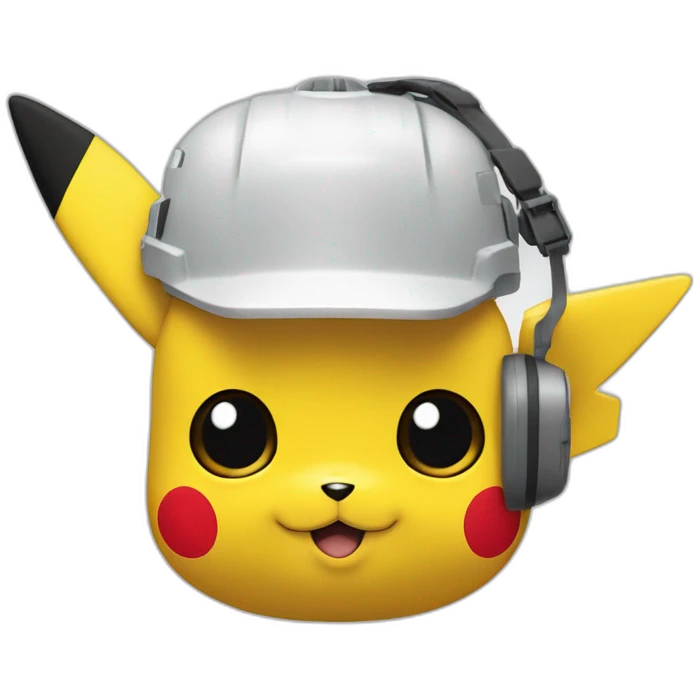 Pikachu con casco blanco de ingeniero emoji