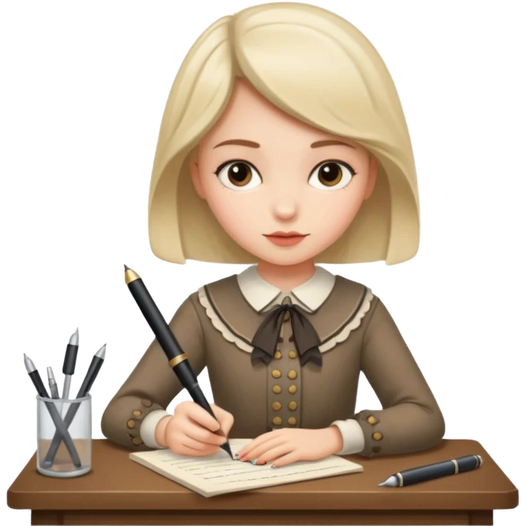 a girl is Writing in a Paper in a vintage outfit emoji