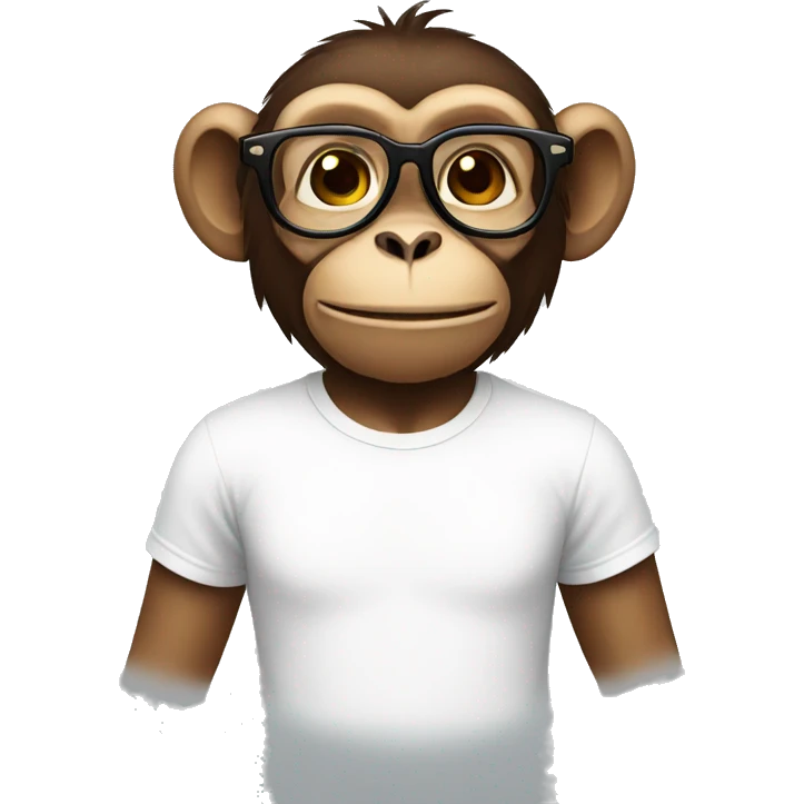 a monkey with glasses wearing a white t-shirt emoji