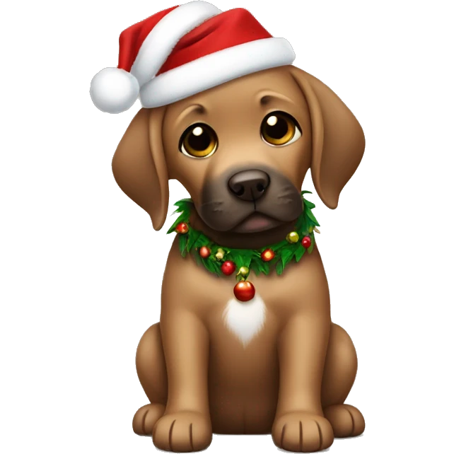 vute baby brown labrador with christmas costume emoji