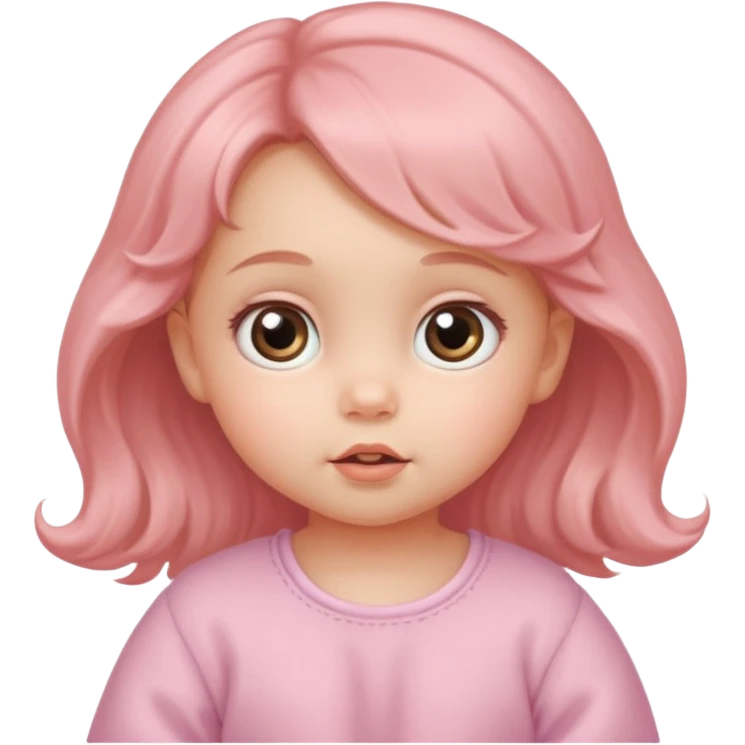 The head of a Cherubic infant baby girl with a tuff of hair and big dreamy eyes emoji