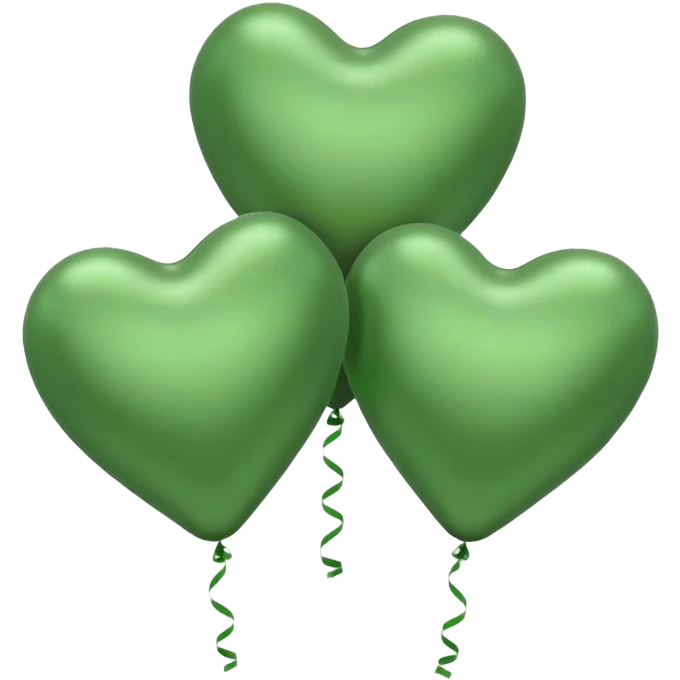3 green Satin hearts balloons  emoji