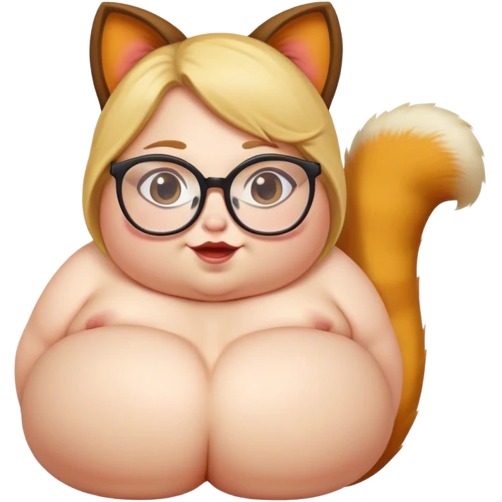 Fat white girl with a tail that has glasses attached to her emoji