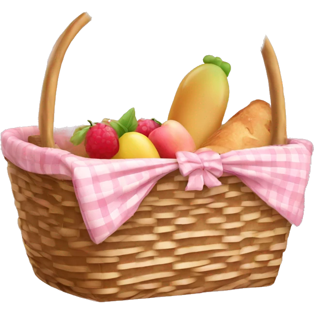Picnic  basket in light pink bow emoji