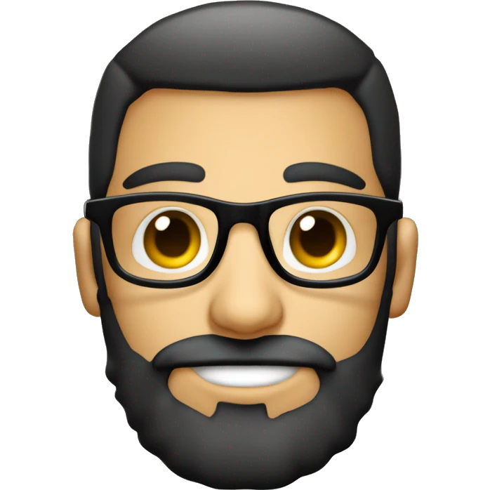 homem pardo jovem de oculos redondo olhos castanhos claros cabelo preto com uma barba bem baixa emoji