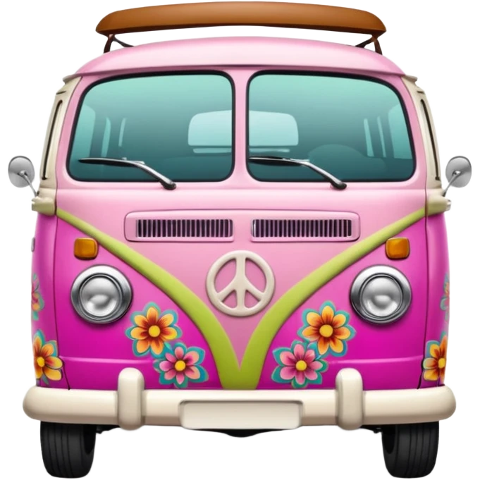 Pink and brown hippie mini van emoji