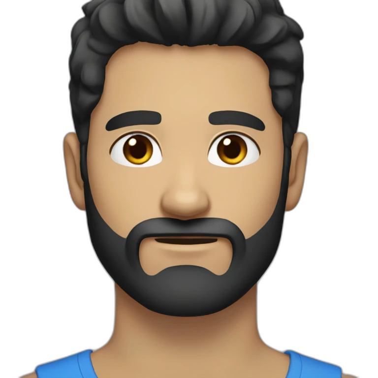 beard man black hair blue eyes face emoji