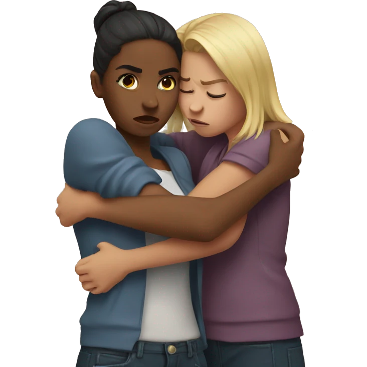 two girls hugging angry emoji