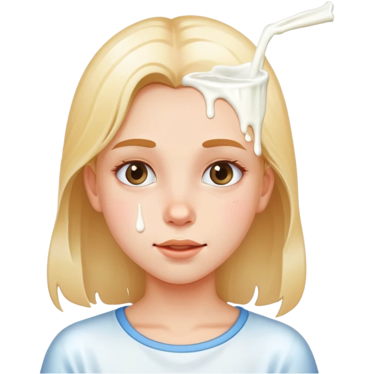 Girl with milk running down her face  emoji