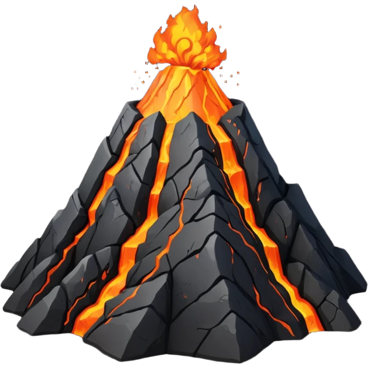 A volcano peak glowing with orange lava cracks. emoji