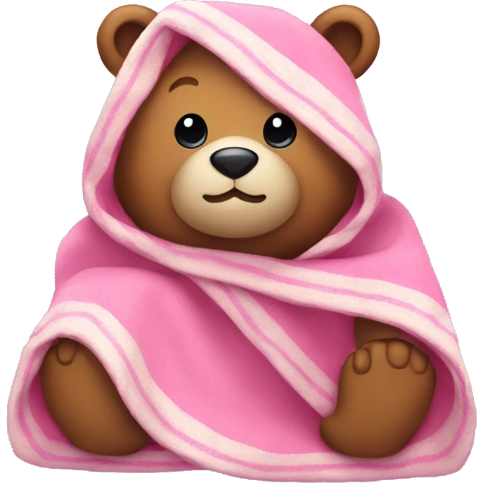 a cute bear with a blanket which is pink emoji