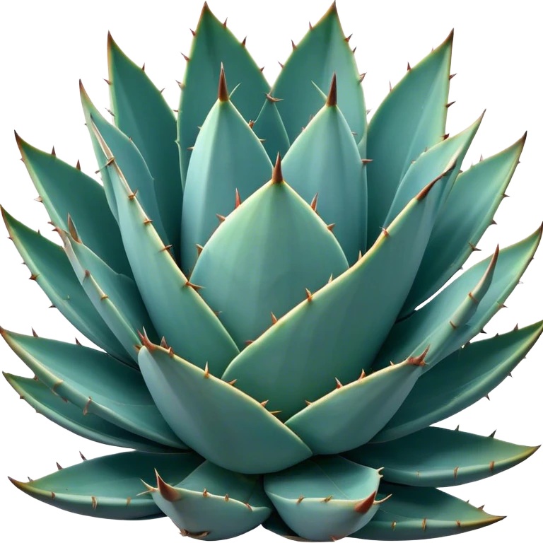 Cinematic Realistic Agave Emoji, Bold and spiky, with long, pointed leaves forming a rosette pattern. The sharp edges and soft blue-green hue exude a sense of rugged beauty and desert resilience. Soft glowing outline, capturing the essence of survival and strength in a striking agave plant! emoji